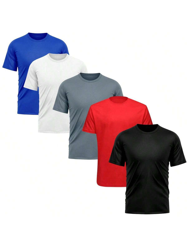 Kit 5 Camiseta Masculina Dry Fit Uv Slim Fit Anti Suor Odor Curta Camisa Esportiva Bike Corrida Academia Treino